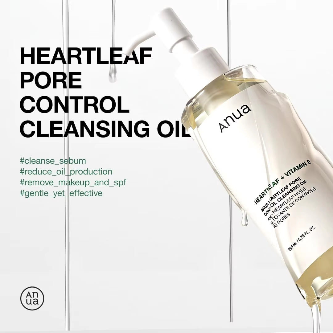 Korean Anua Heartleaf Pore Control Cleansing Oil Moisturizer Skin Care Facial Acne Blackhead Removal Oil 200Ml Skincare Products