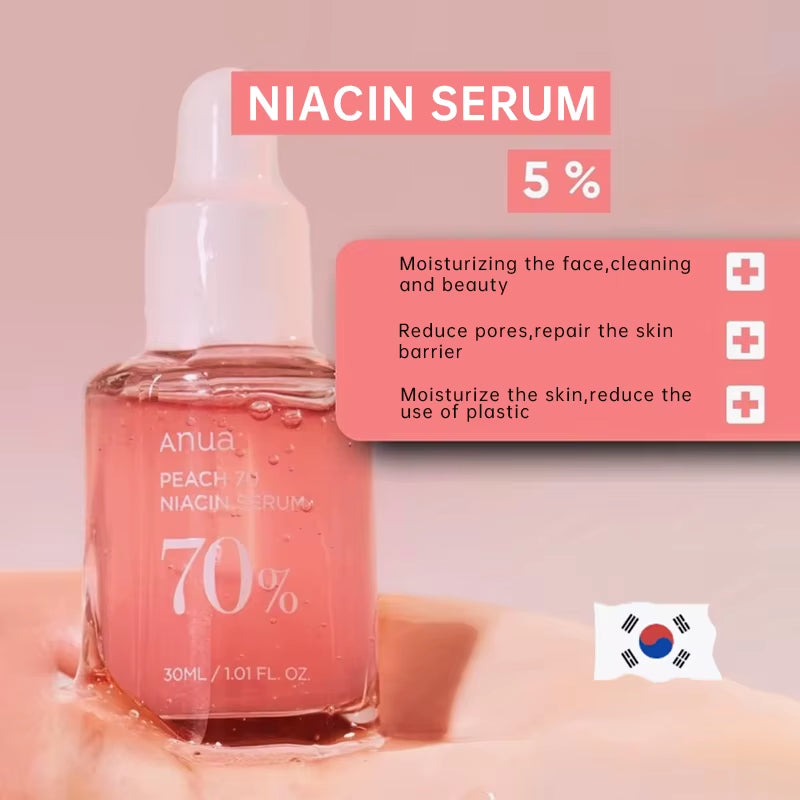 Anua Skin Care Sets Peach 70 Niacinamide Serum 10% Niacinamide + 4% Hyaluronic Acid Serum 30Ml Korean Original Skincare Products
