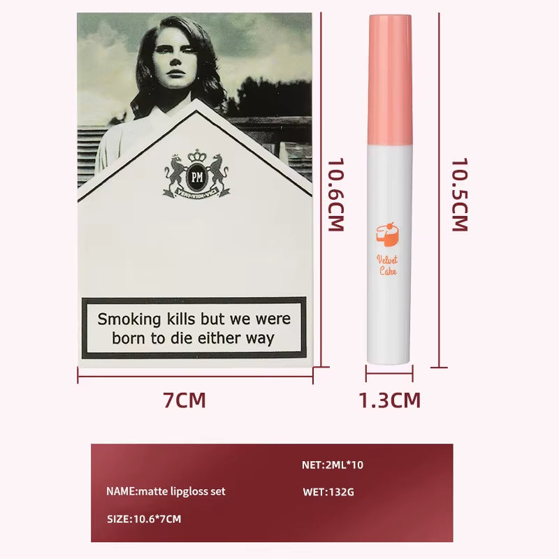 10 Colors Women Lana Del Rey Matte Lipstick Kits Lipstick 24 Hour Lasting Lip Tint Stain Set Waterproof Glossy Make up Lipsticks