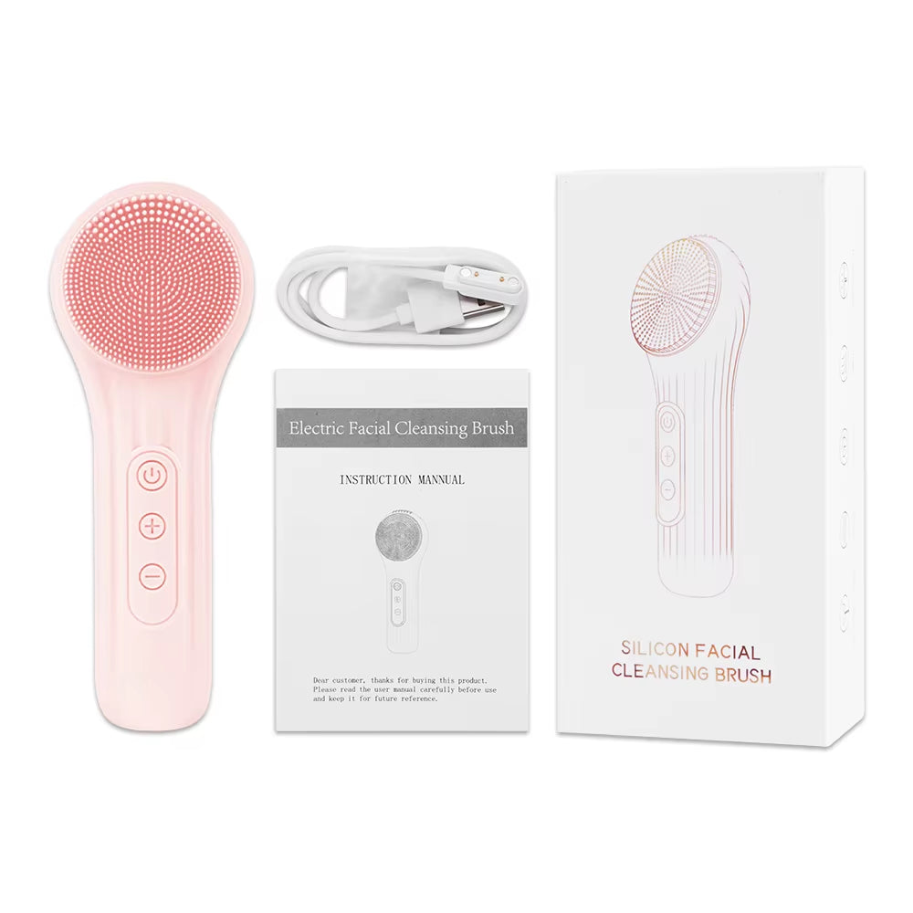 Sonic Silicone Facial Brush Cleaner Vibration Roller Massage Pore Deep Cleansing Scrubber Waterproof Face Exfoliating Cleanser