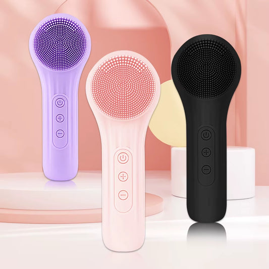 Sonic Silicone Facial Brush Cleaner Vibration Roller Massage Pore Deep Cleansing Scrubber Waterproof Face Exfoliating Cleanser