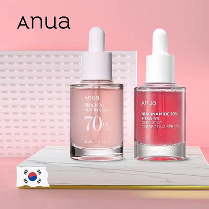 Anua Skin Care Sets Peach 70 Niacinamide Serum 10% Niacinamide + 4% Hyaluronic Acid Serum 30Ml Korean Original Skincare Products