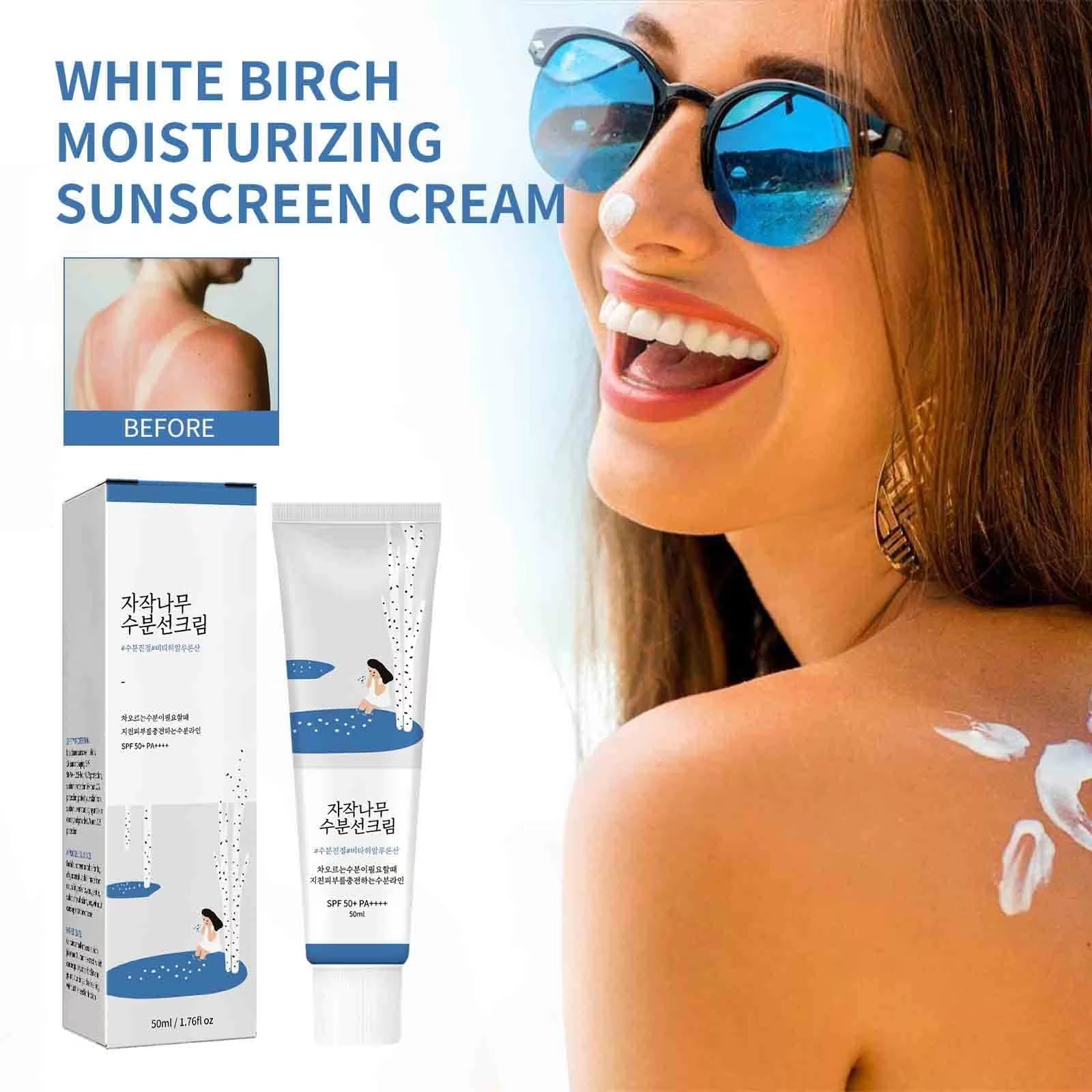 Korean Sunscreen for Face PF50+ PA++++ Sun Cream Birch Juice Moisturizing Skin Care Strong UV Protection Korean Sunscreen