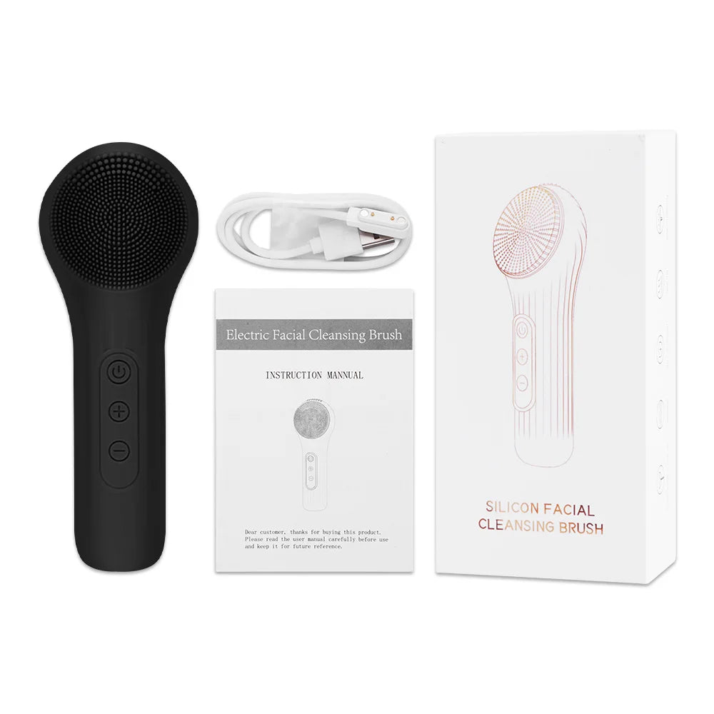 Sonic Silicone Facial Brush Cleaner Vibration Roller Massage Pore Deep Cleansing Scrubber Waterproof Face Exfoliating Cleanser